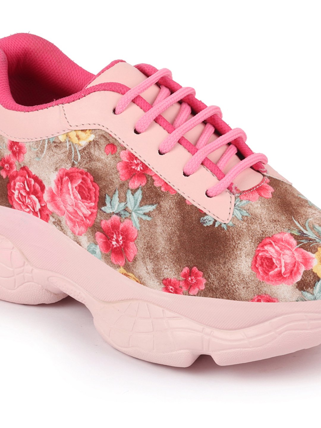 Pink Women's Lace Up Running Shoes for Sport and Outdoor Activities.