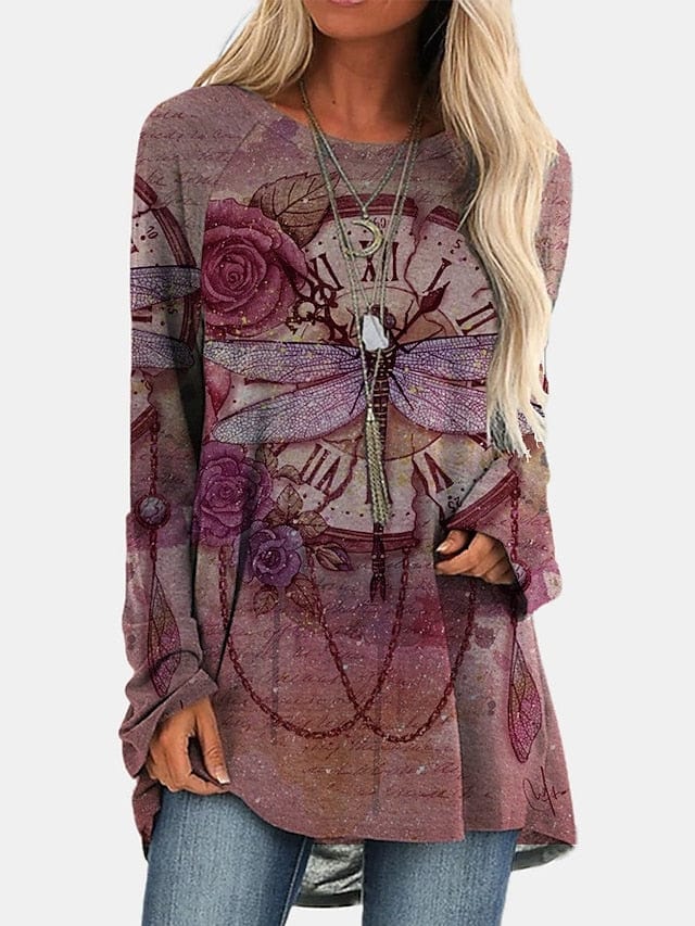 Plus Size Ethnic Geometric Plaid Tunic Top