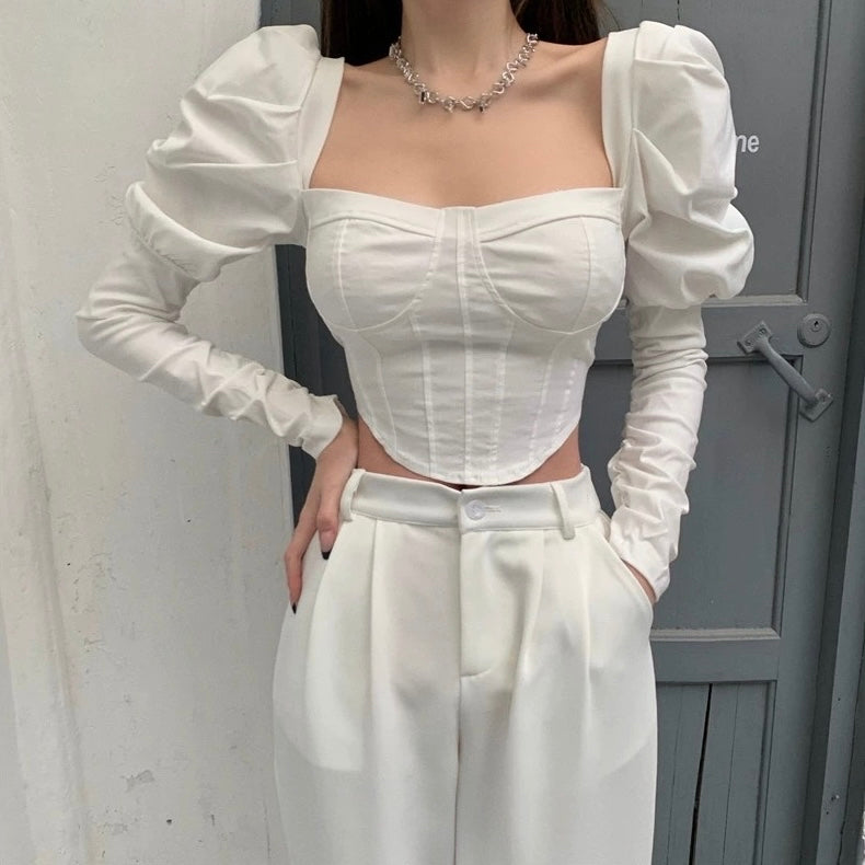 Puffed Sleeve Corset Blouse