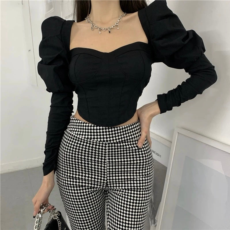 Puffed Sleeve Corset Blouse