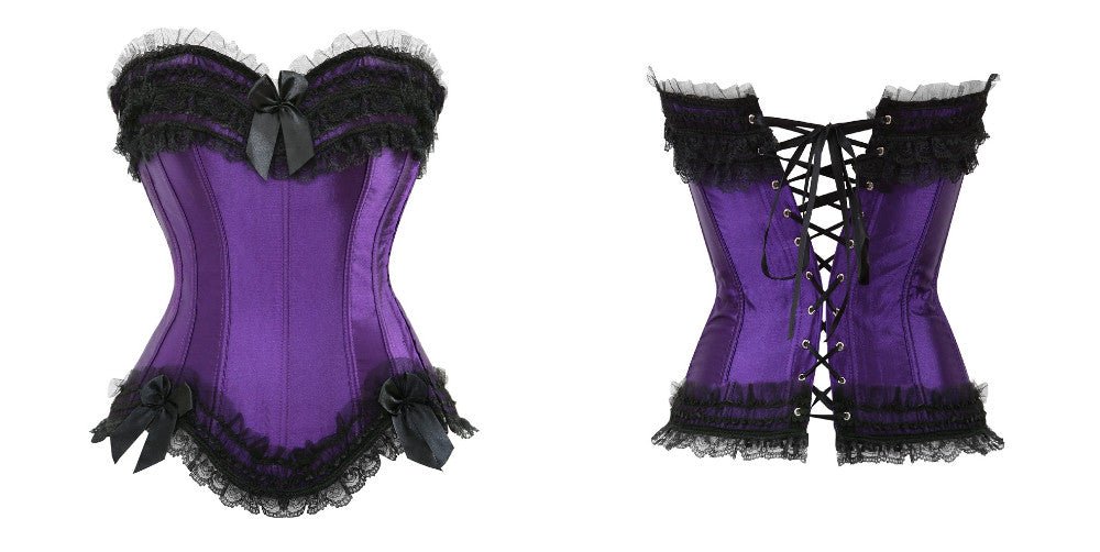 Purple and black poison corset drag.