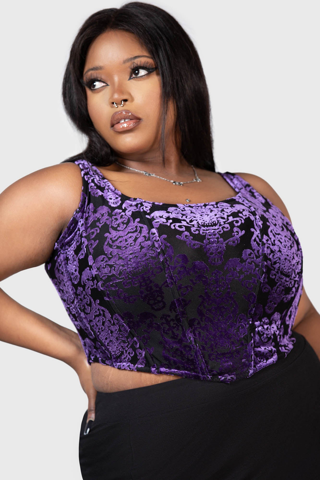 Purple Plus Size Snarl Corset Top