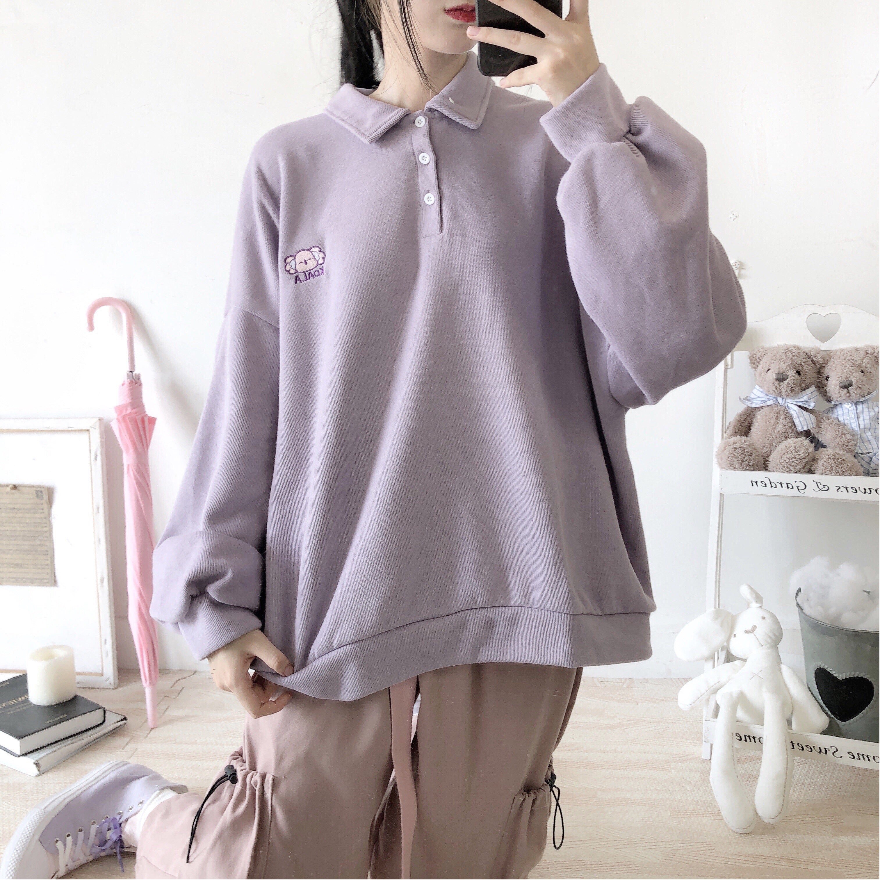 Purple sweater with Koala embroidery - BY21103