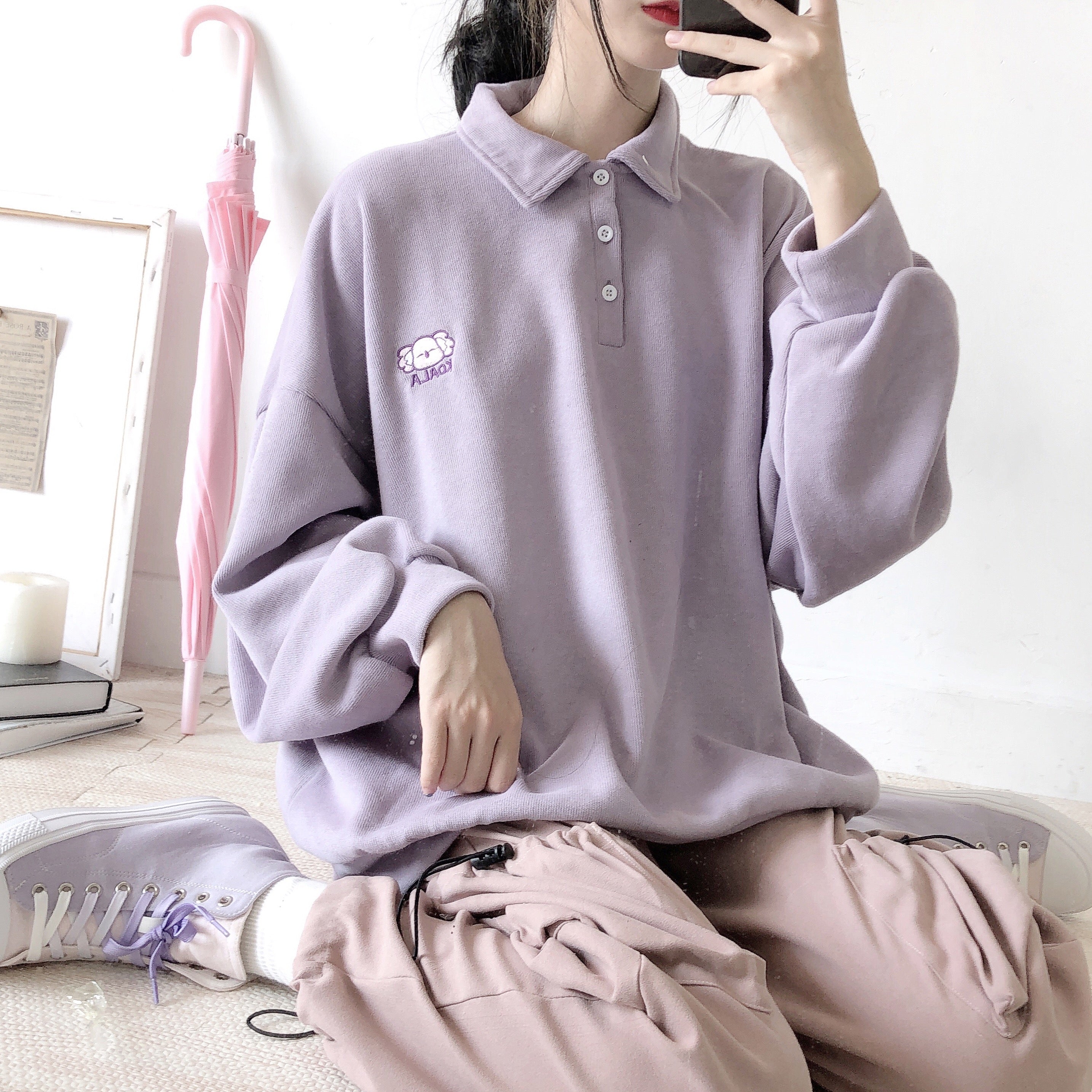 Purple sweater with Koala embroidery - BY21103