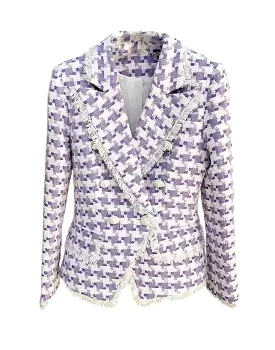 Purple Tweed Jacket With Tassel Trim