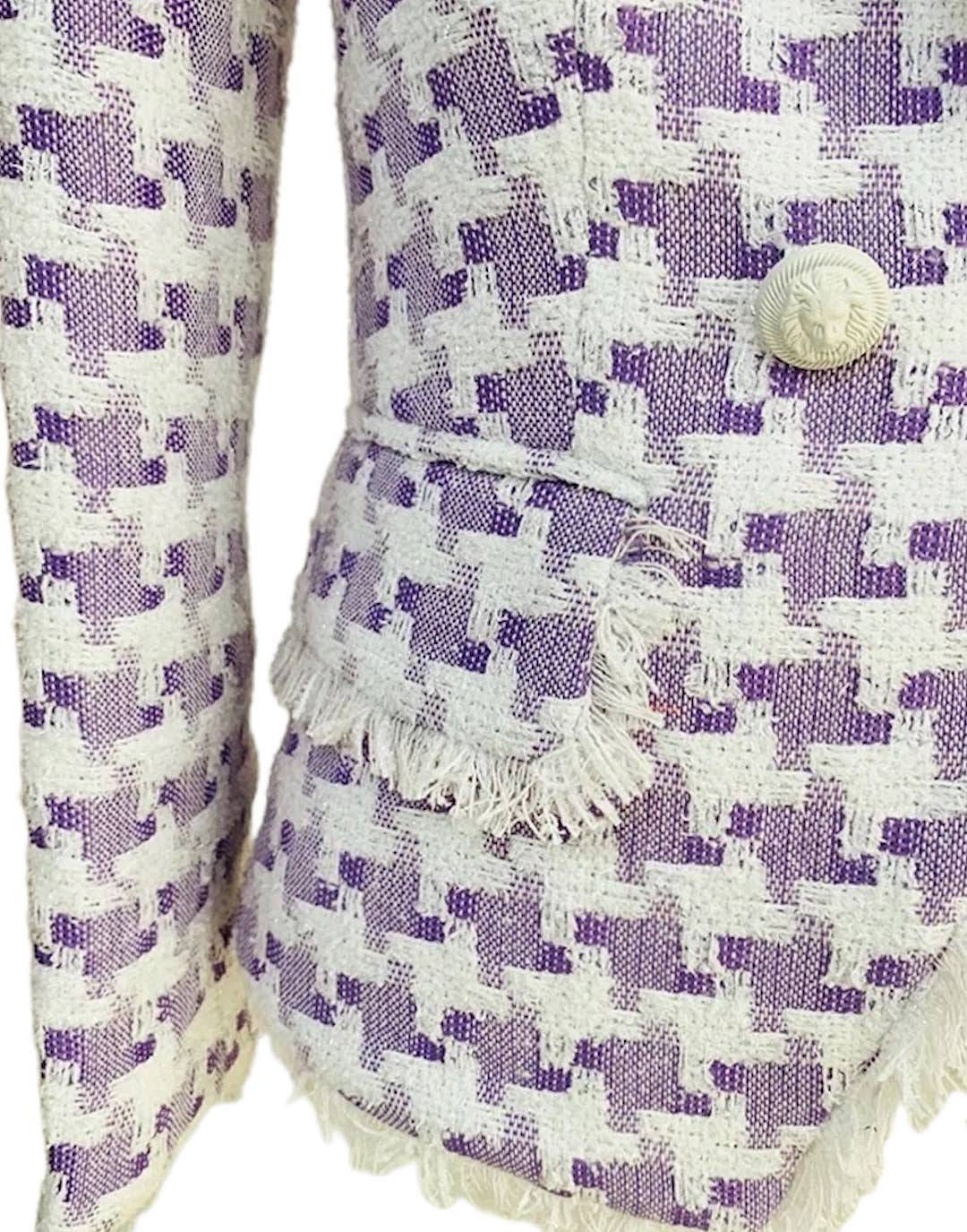 Purple Tweed Jacket With Tassel Trim