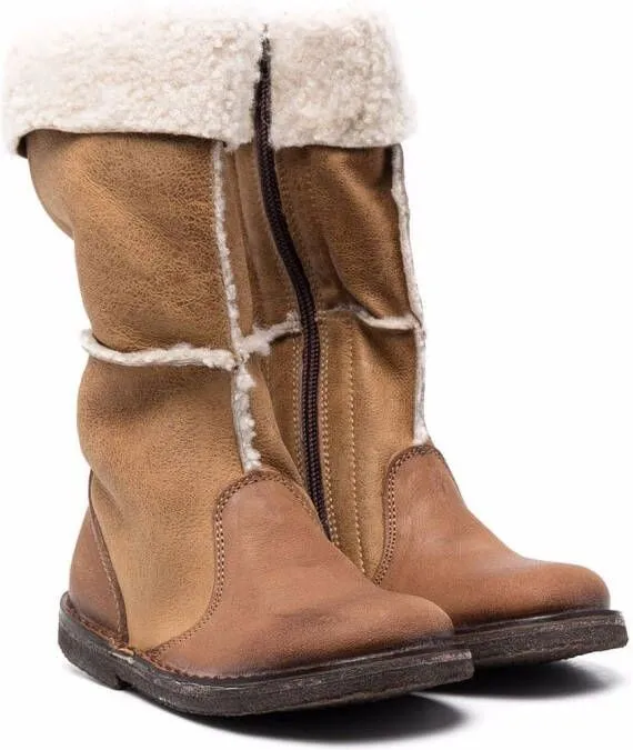 Brown shearling-lined snow boots - Pèpè