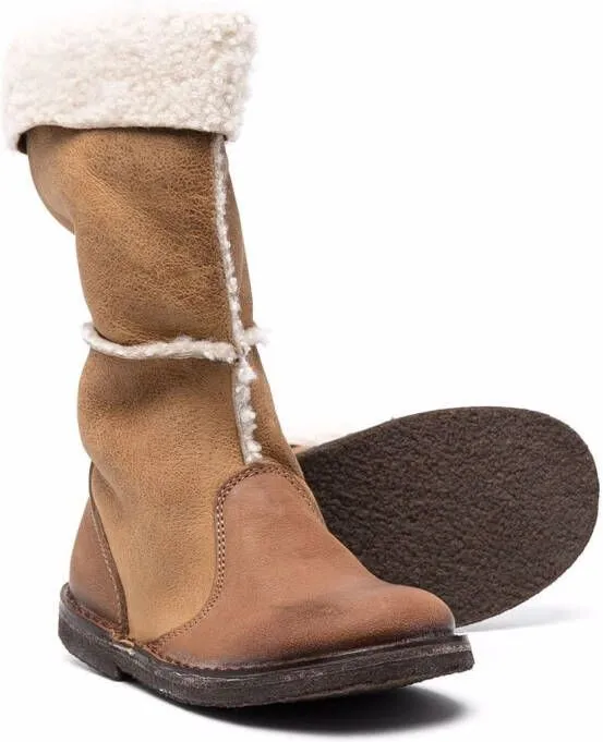 Brown shearling-lined snow boots - Pèpè