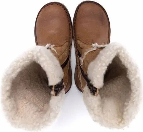 Brown shearling-lined snow boots - Pèpè