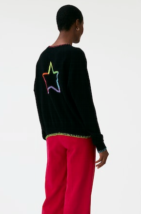 Rainbow Star stitch cashmere sweater embroidered