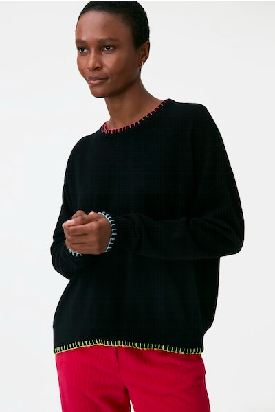 Rainbow Star stitch cashmere sweater embroidered