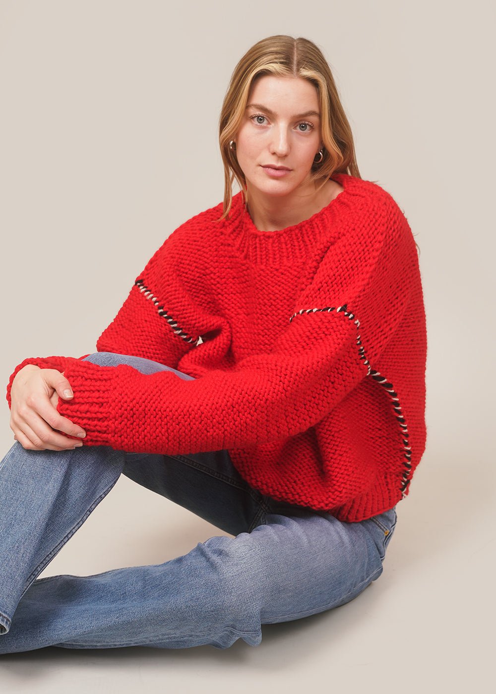 Red Distressed Sweater