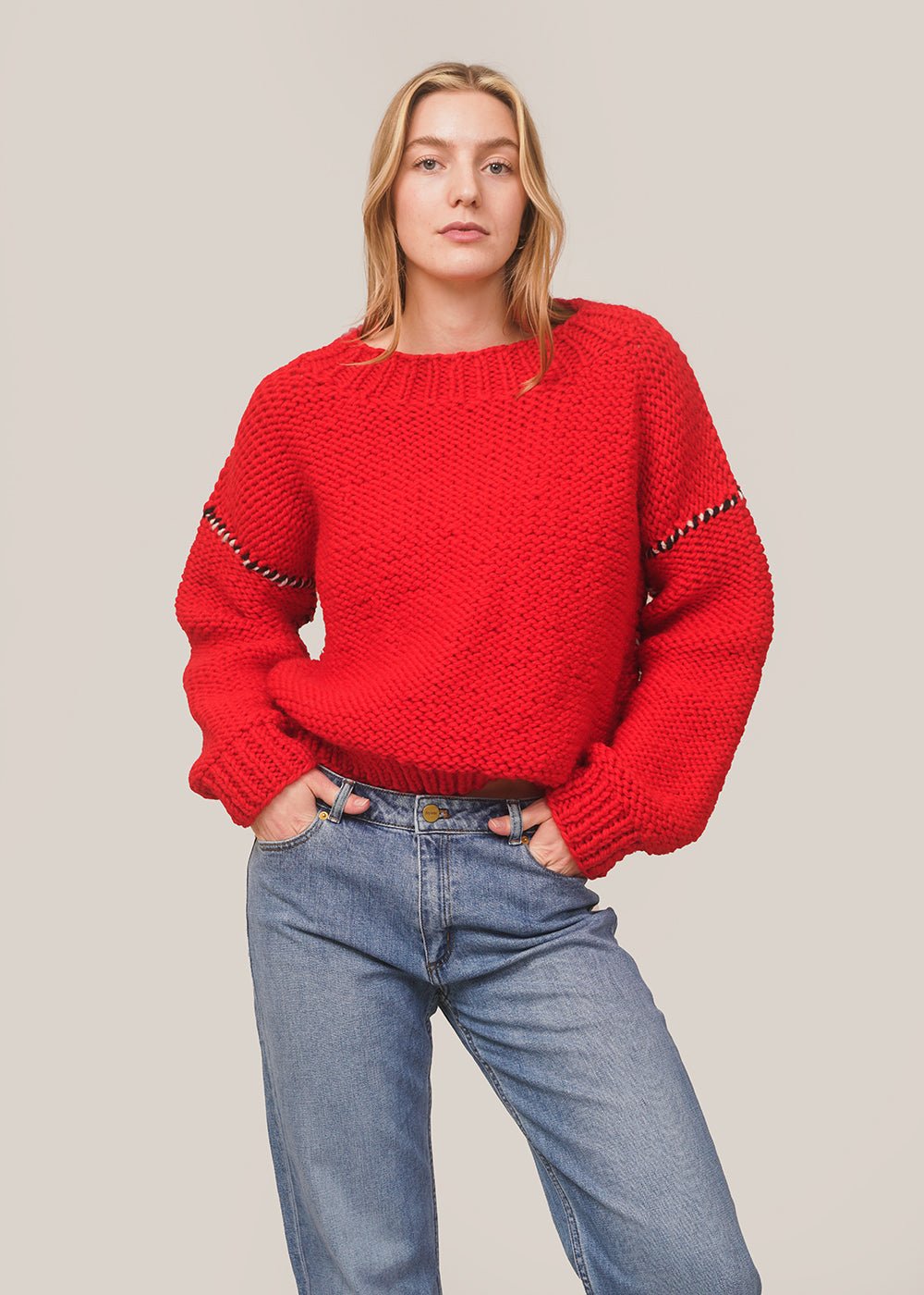 Red Distressed Sweater