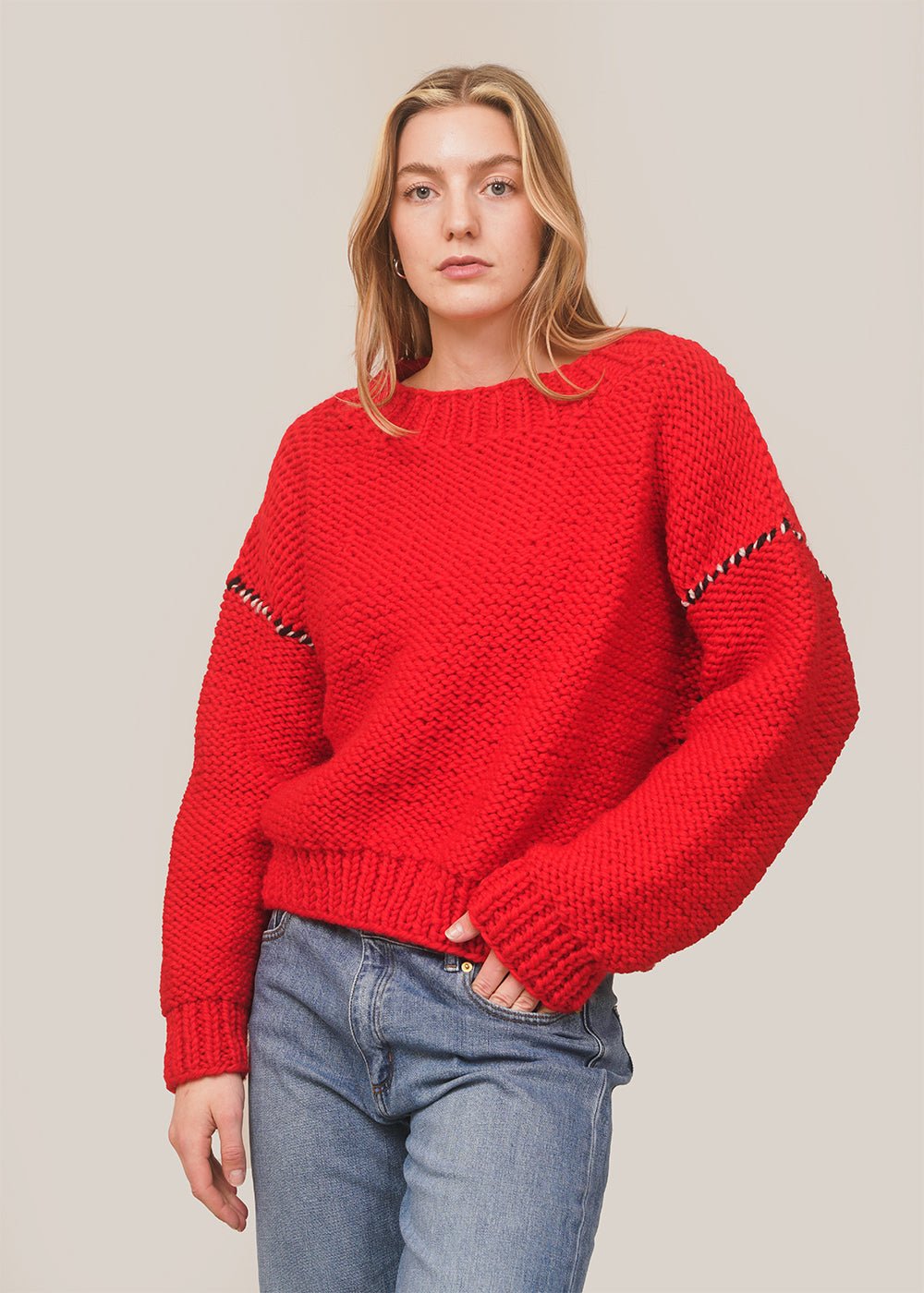 Red Distressed Sweater