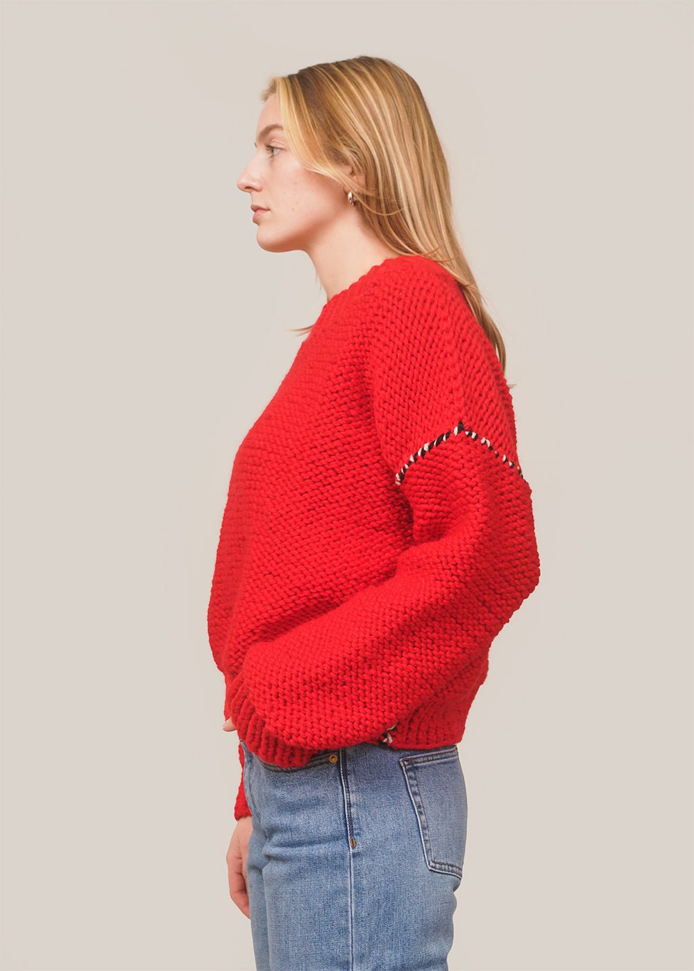 Red Distressed Sweater