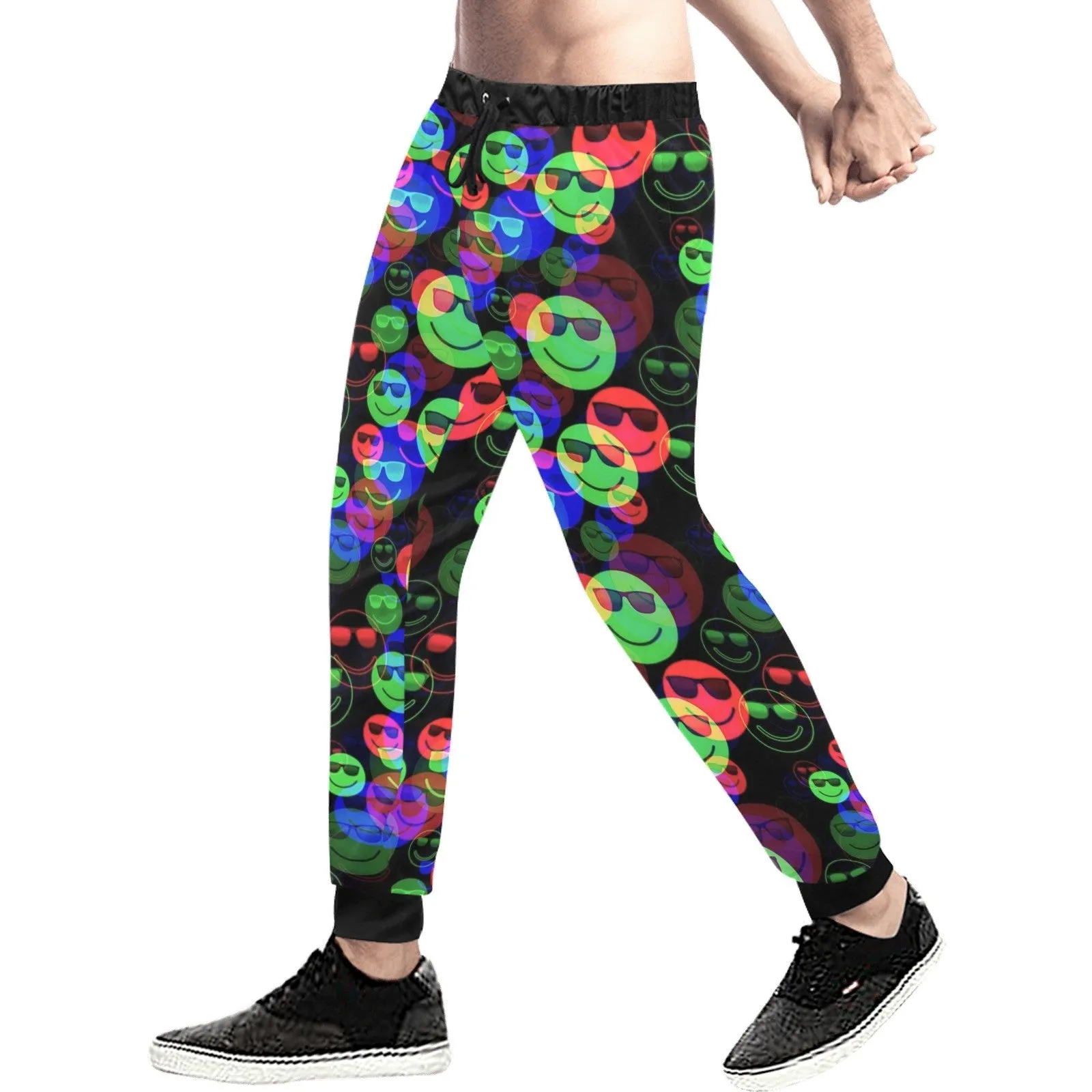 RGB Shaded Smile Glitch All Over Print Light-Weight Men's Jogger Sweatpants (Non Fleece Lined)