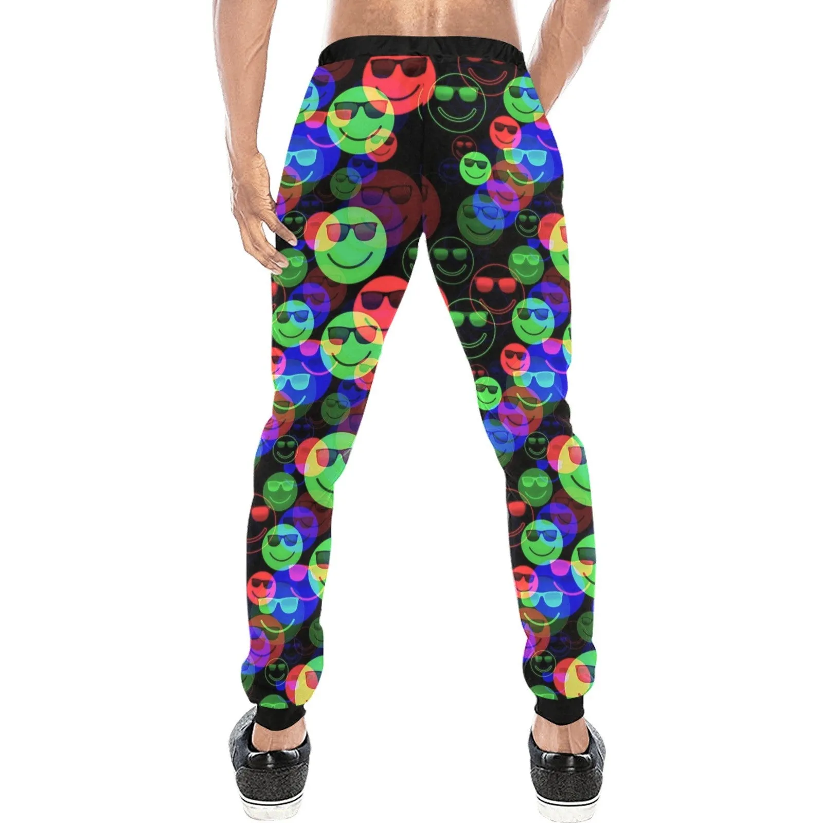 RGB Shaded Smile Glitch All Over Print Light-Weight Men's Jogger Sweatpants (Non Fleece Lined)