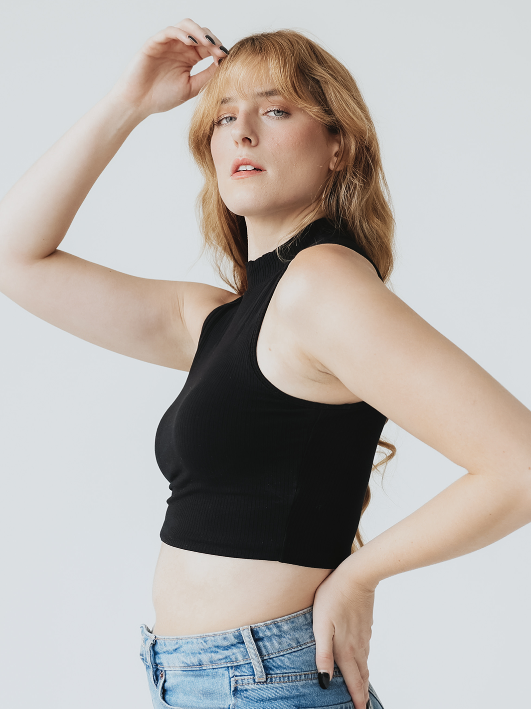 Ribbed Mock Neck Crop Top