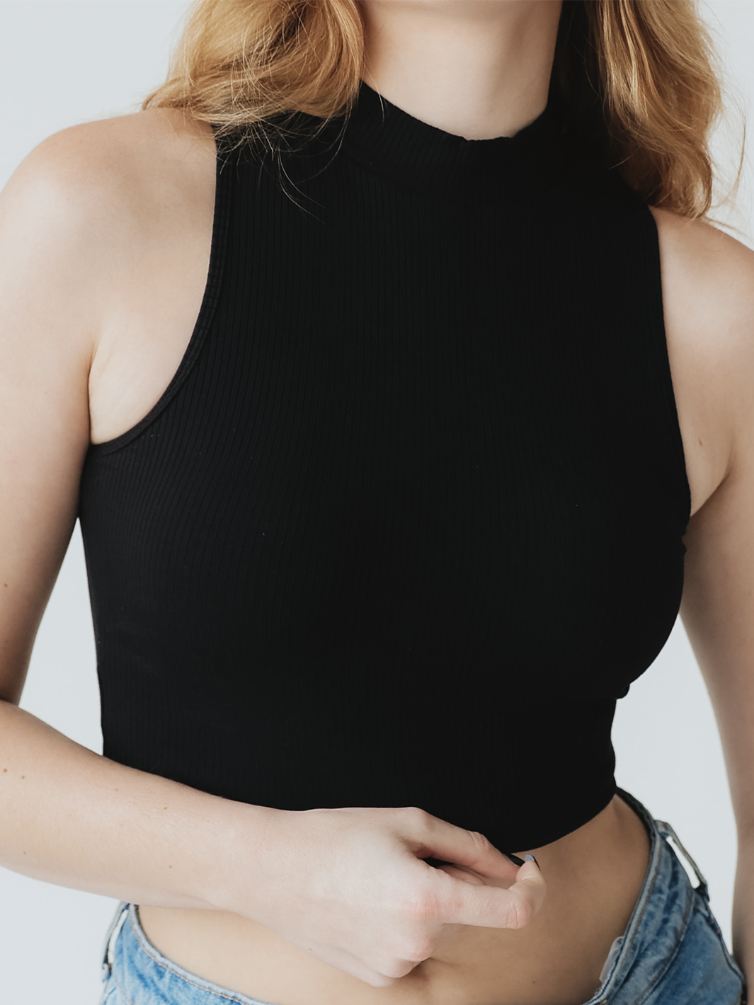 Ribbed Mock Neck Crop Top