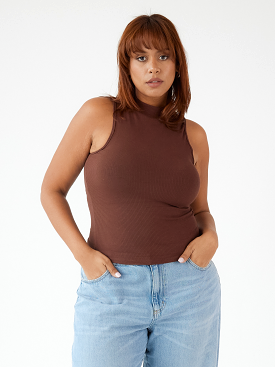 Ribbed Mock Neck Tank Top