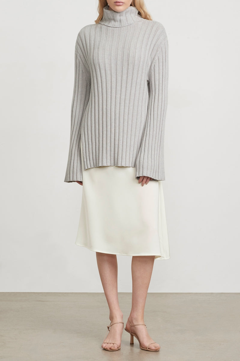 Ribbed Turtleneck Grey Melange