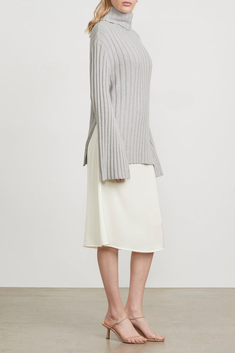 Ribbed Turtleneck Grey Melange