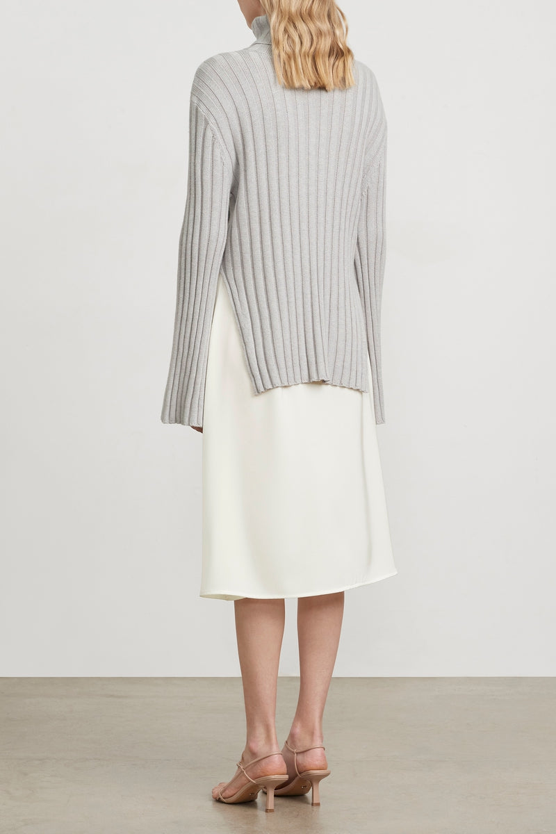 Ribbed Turtleneck Grey Melange