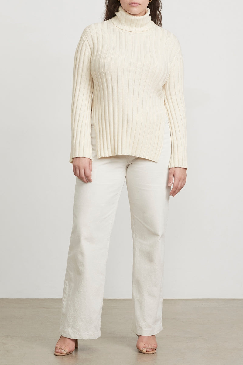 Ribbed Turtleneck Ivory