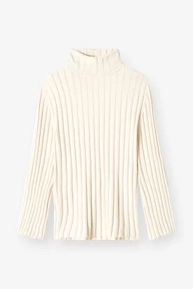 Ribbed Turtleneck Ivory