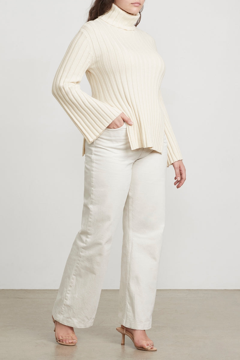 Ribbed Turtleneck Ivory