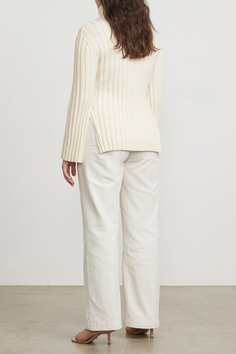 Ribbed Turtleneck Ivory