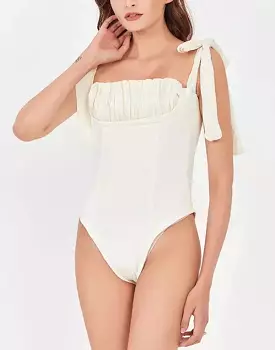 Ruched Knot Strapped Bodysuit