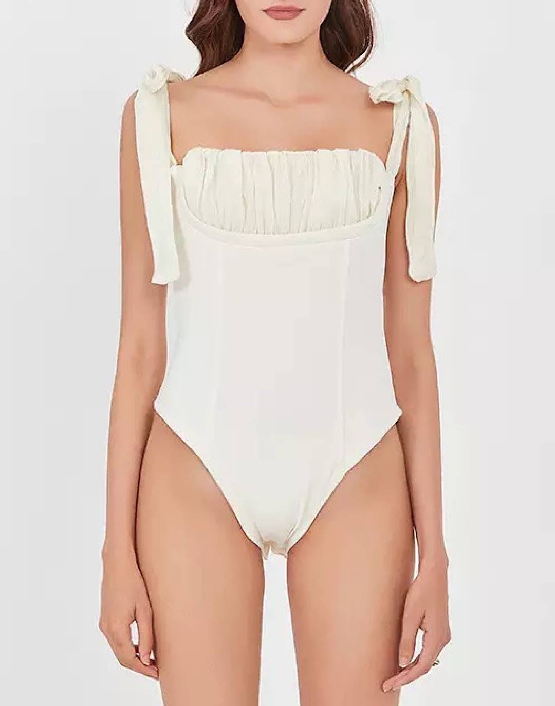 Ruched Knot Strapped Bodysuit