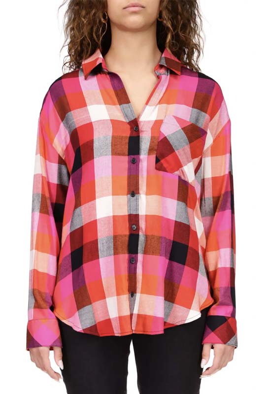 Sanctuary Rouge Plaid Slit Back Tunic