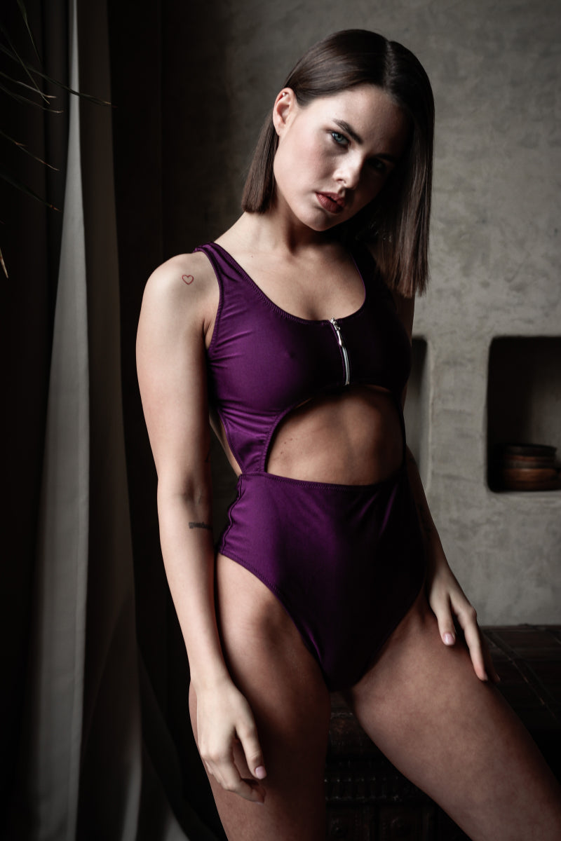 Shark Polewear Bodysuit - Plum