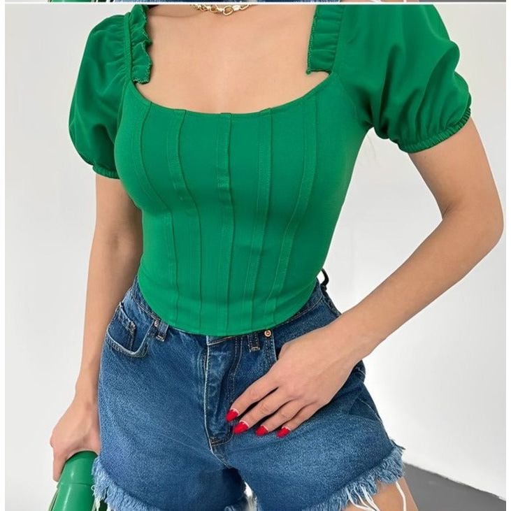 Short Sleeve Corset Blouse