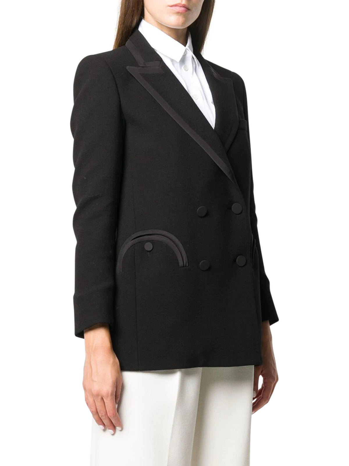 silk blazer, double-breasted style