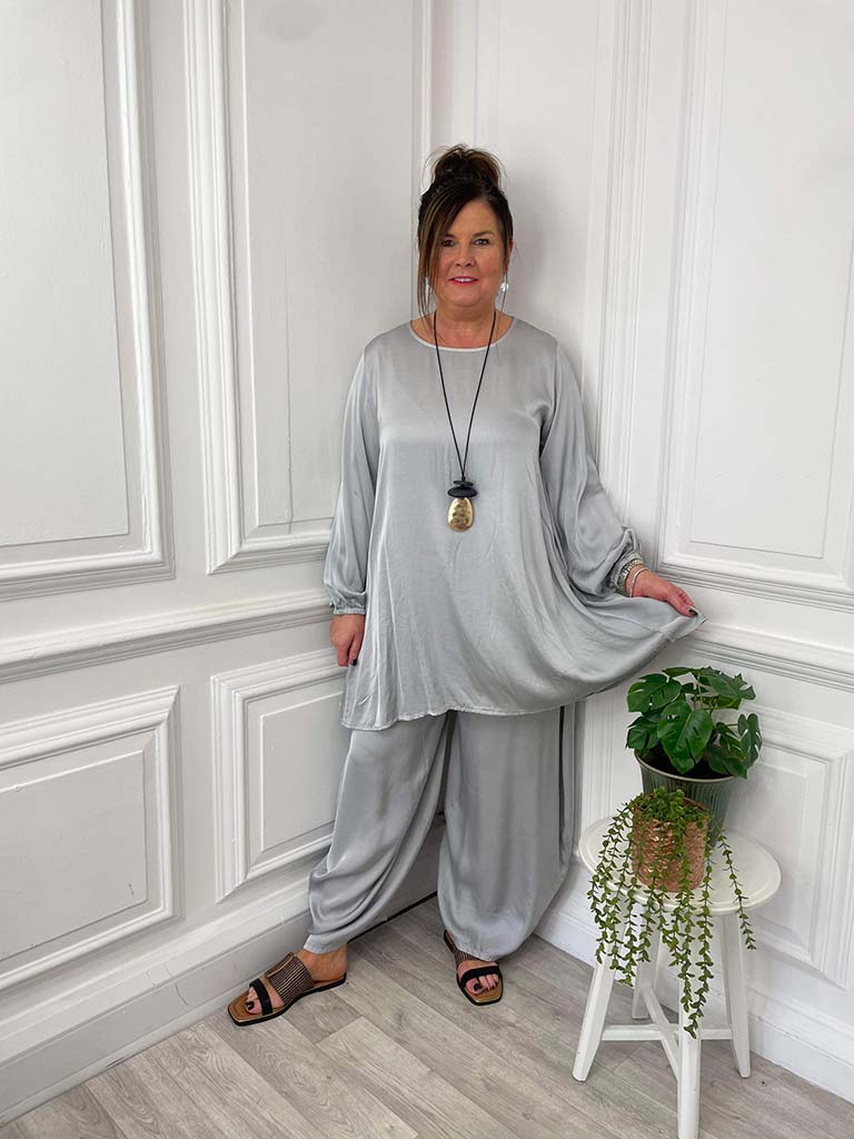 Silk Swing Tunic, Silver