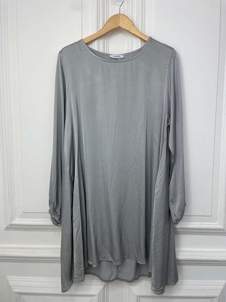 Silk Swing Tunic, Silver