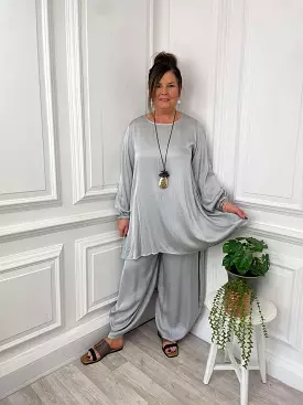 Silk Swing Tunic, Silver