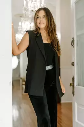 Sleeveless Black Vest Blazer