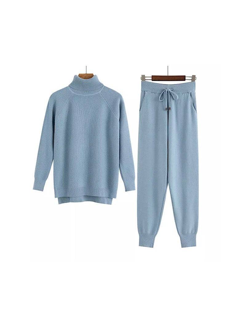 Soft Ribbed Long Sleeve Turtleneck Top and Jogging Pant Co Ord Set - Review & Prices