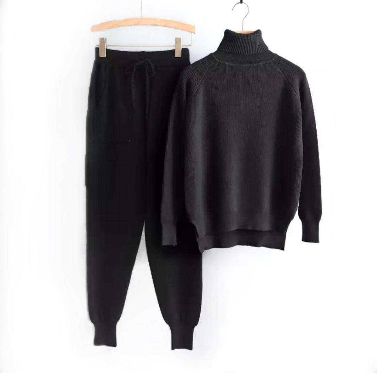 Soft Ribbed Long Sleeve Turtleneck Top and Jogging Pant Co Ord Set - Review & Prices