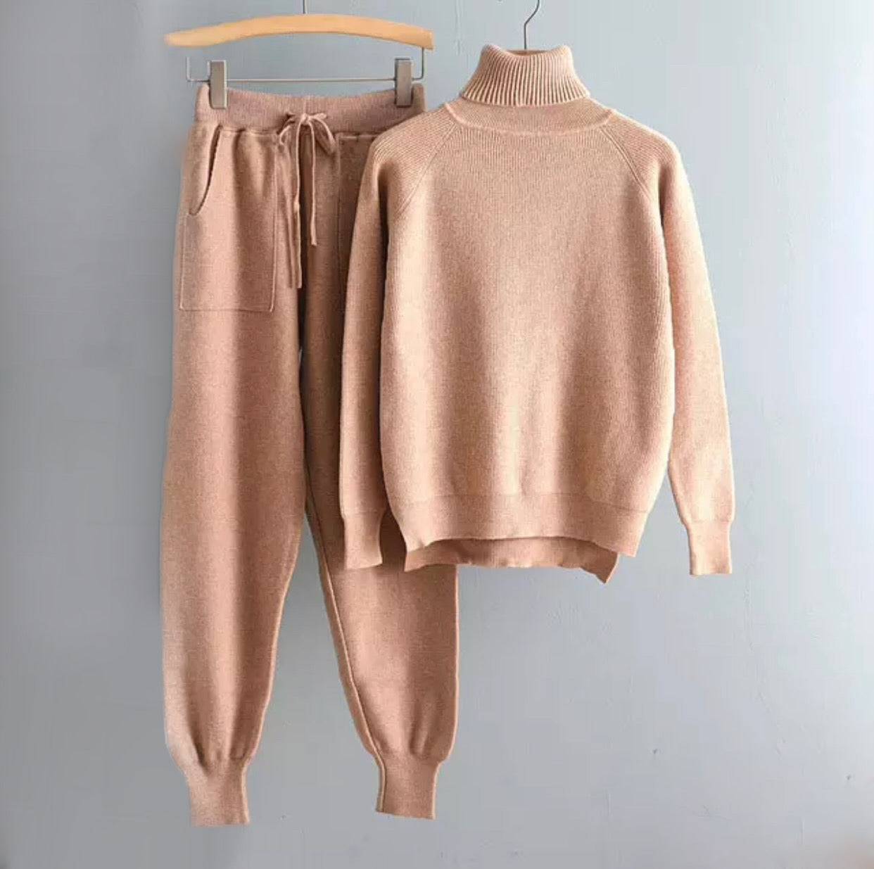 Soft Ribbed Long Sleeve Turtleneck Top and Jogging Pant Co Ord Set - Review & Prices