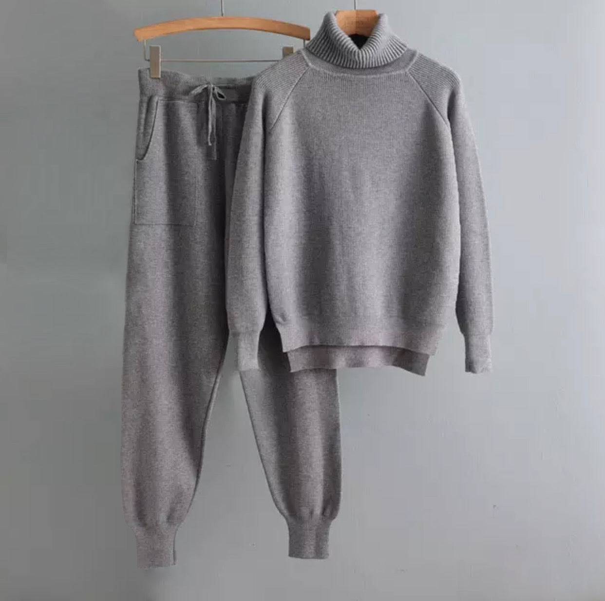 Soft Ribbed Long Sleeve Turtleneck Top and Jogging Pant Co Ord Set - Review & Prices