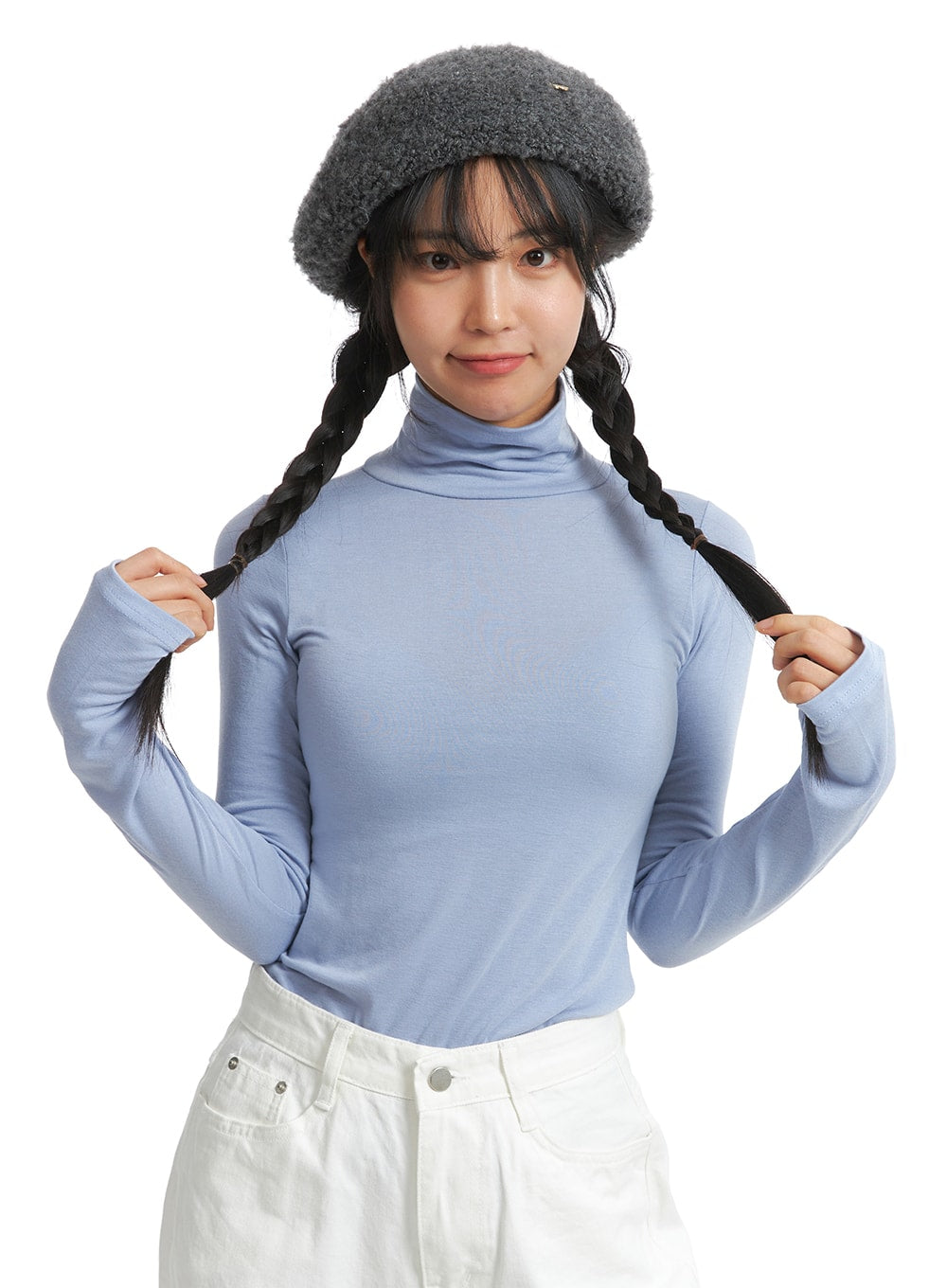 Solid Turtleneck Long Sleeve Top