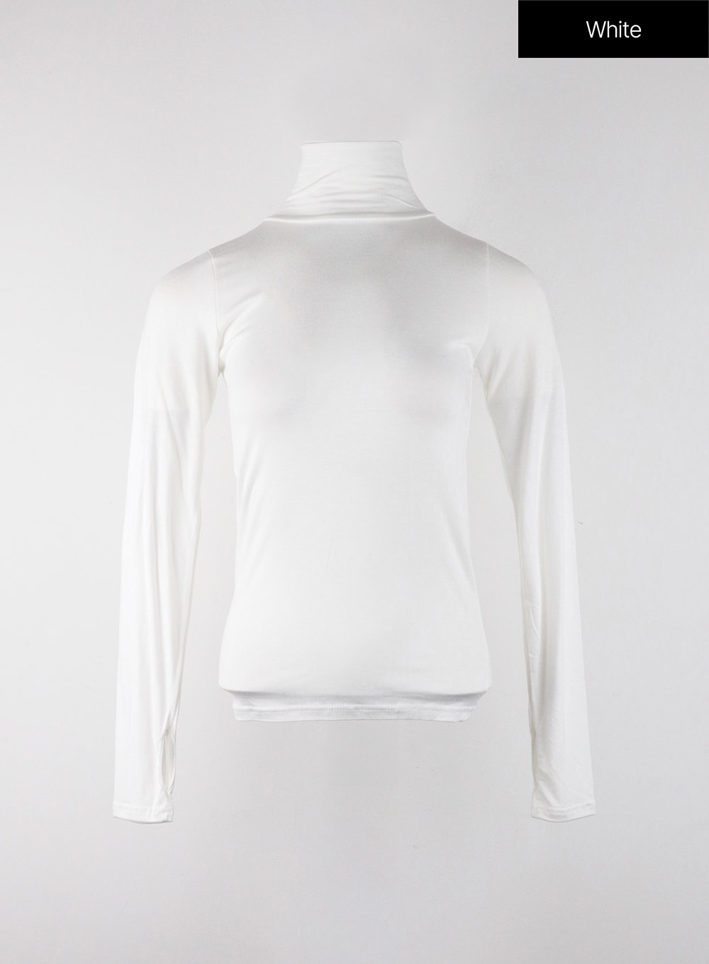 Solid Turtleneck Long Sleeve Top