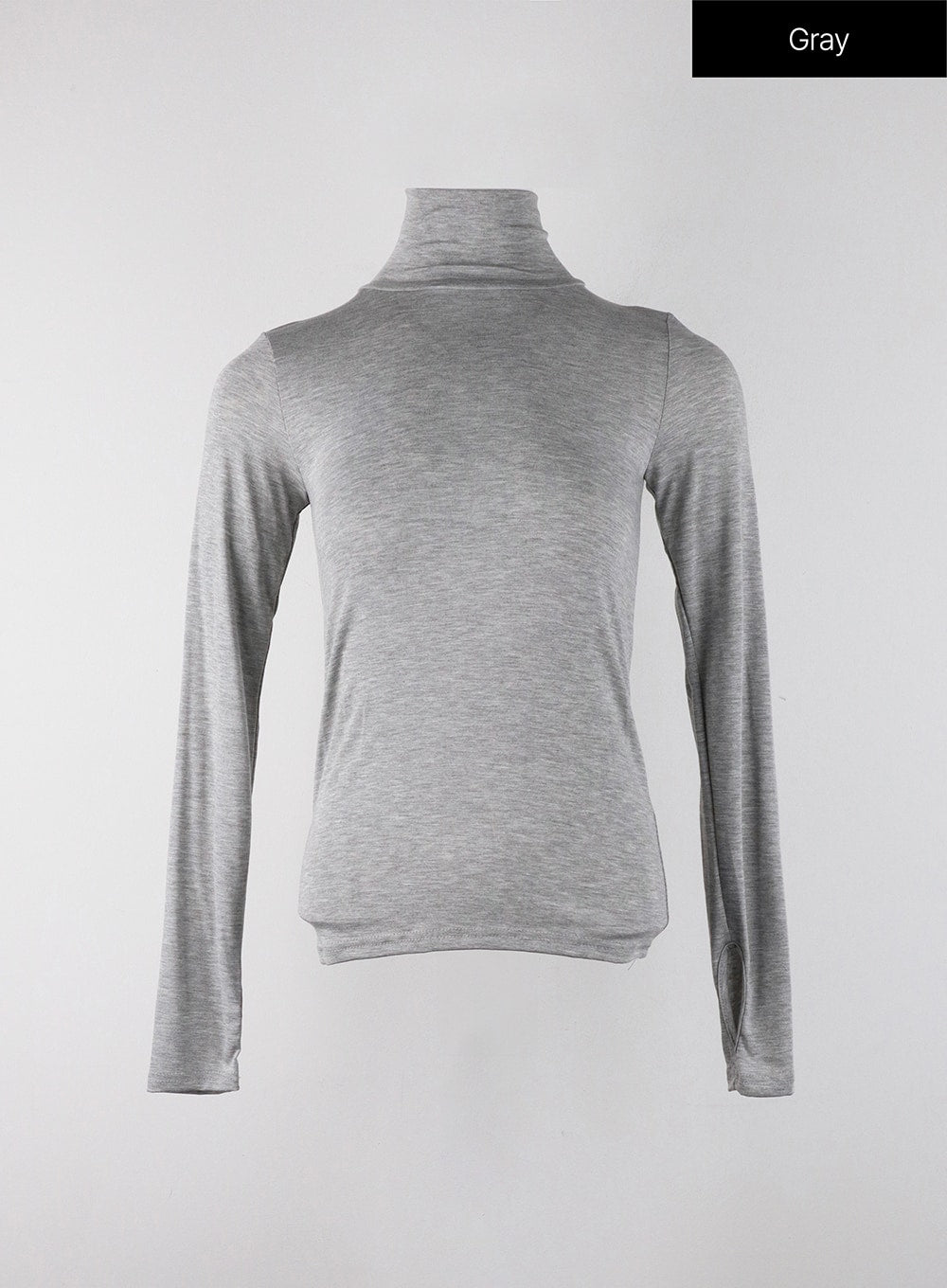 Solid Turtleneck Long Sleeve Top