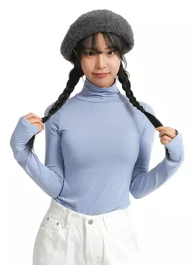 Solid Turtleneck Long Sleeve Top