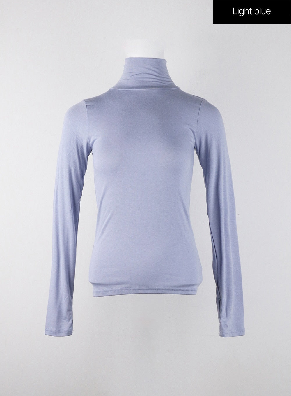 Solid Turtleneck Long Sleeve Top